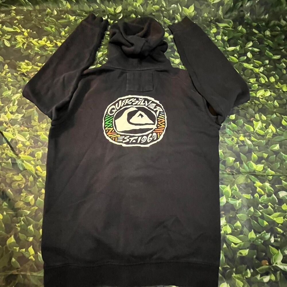 Quiksilver Men's Black and Navy Hoodie